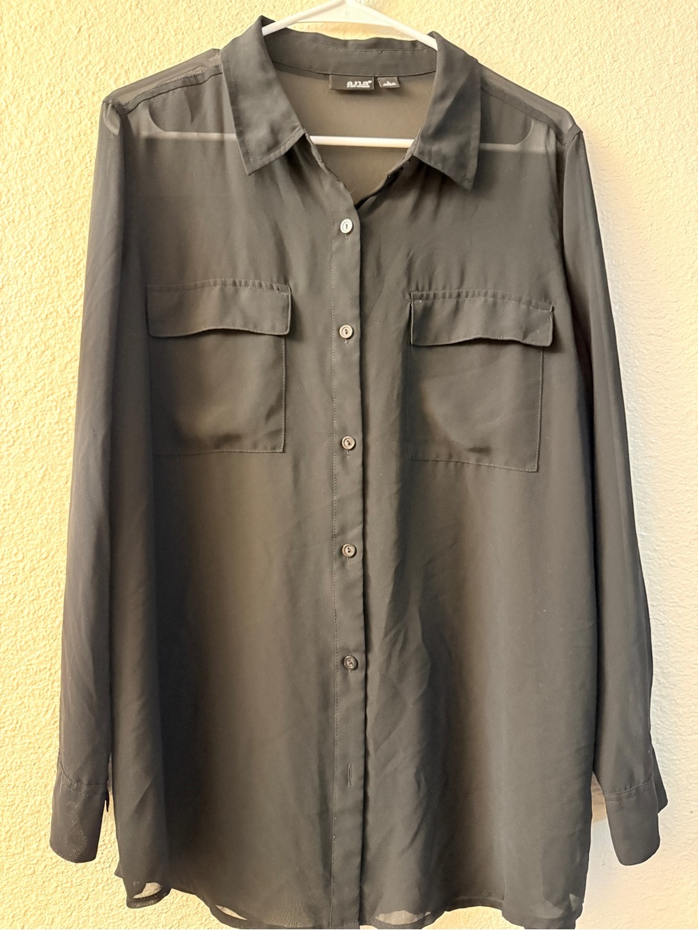 a.n.a Black V-Neck Top with Subtle Texture